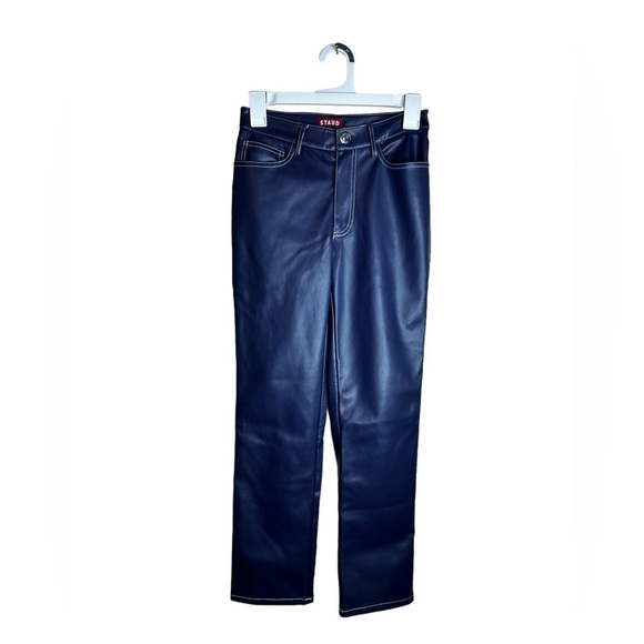 New STAUD Elliot Pant Vegan Leather Navy - Picture 1 of 9